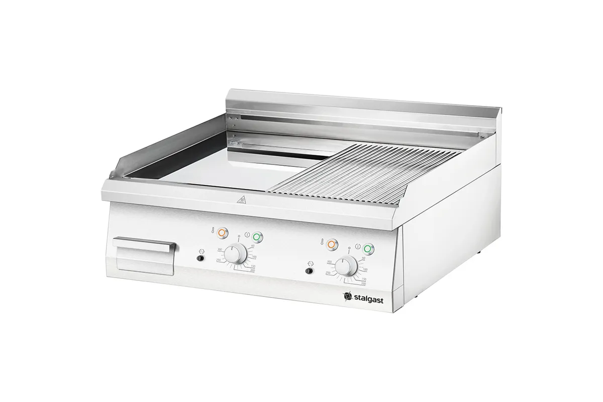 Płyta grillowa elektryczna, chromowana, gładko-ryflowana, P 8.1 kW, U 400 V Stalgast 9737300