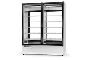 Szafa chłodnicza ecoline dwustronnie przeszklona, drzwi rozsuwane, 3 klasa klim., szerokość 1600 mm RAPA SCH-2SR-1600-AD-3KL-Eco