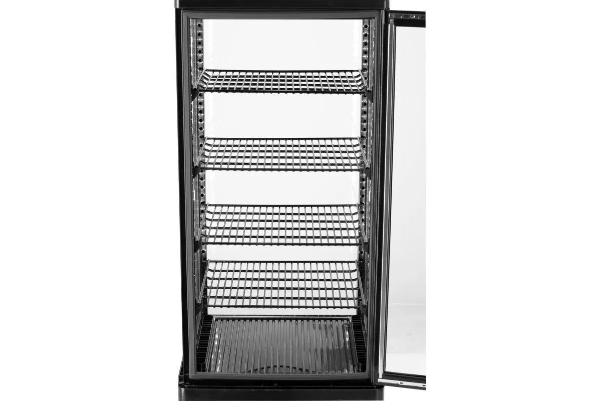 Witryna Chłodnicza Cukiernicza 98L YATO YG-05053 Czarna - 4 Półki, Oświetlenie LED, Przeszklona z 4 Stron