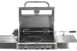 Grill gazowy 3+1 ze stali nierdzewnej - 11,2 kW, żeliwny ruszt, pokrywa z szybą, palnik boczny YATO YG-20015