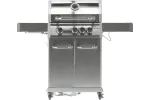 Grill gazowy 3+1 ze stali nierdzewnej - 11,2 kW, żeliwny ruszt, pokrywa z szybą, palnik boczny YATO YG-20015
