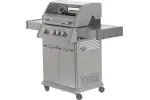 Grill gazowy 3+1 ze stali nierdzewnej - 11,2 kW, żeliwny ruszt, pokrywa z szybą, palnik boczny YATO YG-20015