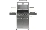 Grill gazowy 3+1 ze stali nierdzewnej - 11,2 kW, żeliwny ruszt, pokrywa z szybą, palnik boczny YATO YG-20015