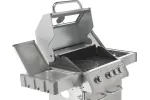 Grill gazowy 3+1 ze stali nierdzewnej - 11,2 kW, żeliwny ruszt, pokrywa z szybą, palnik boczny YATO YG-20015