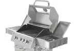 Grill gazowy 3+1 ze stali nierdzewnej - 11,2 kW, żeliwny ruszt, pokrywa z szybą, palnik boczny YATO YG-20015