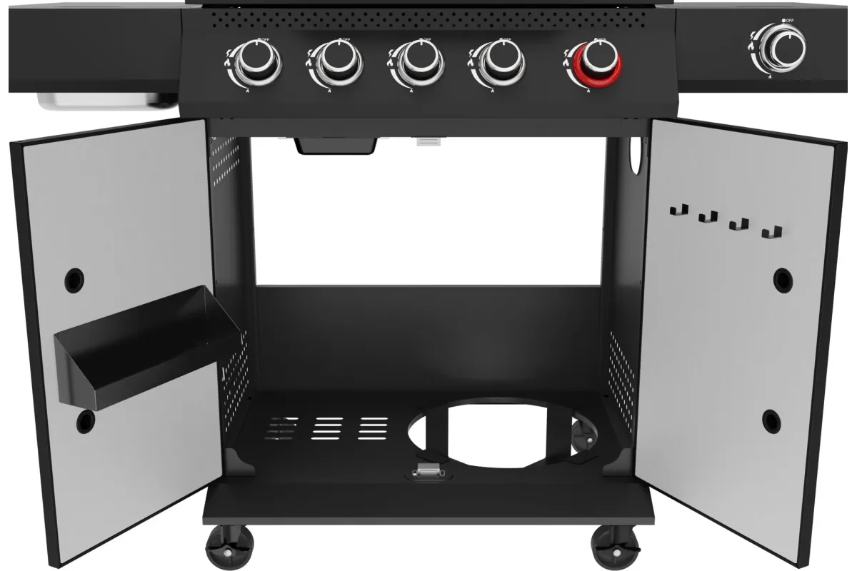 Grill gazowy YATO 5+1 z palnikiem infrared 800°C – 19,5 kW, 6 palników, żeliwne ruszty YG-20031