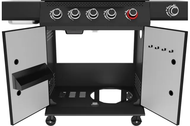 Grill gazowy YATO 5+1 z palnikiem infrared 800°C – 19,5 kW, 6 palników, żeliwne ruszty YG-20031