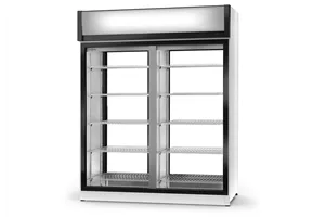 Szafa chłodnicza dwustronnie przeszklona, drzwi rozsuwane, szyba od klienta stała, szerokość 1600 mm RAPA SCH-2SR-1600-1D-AG-3KL