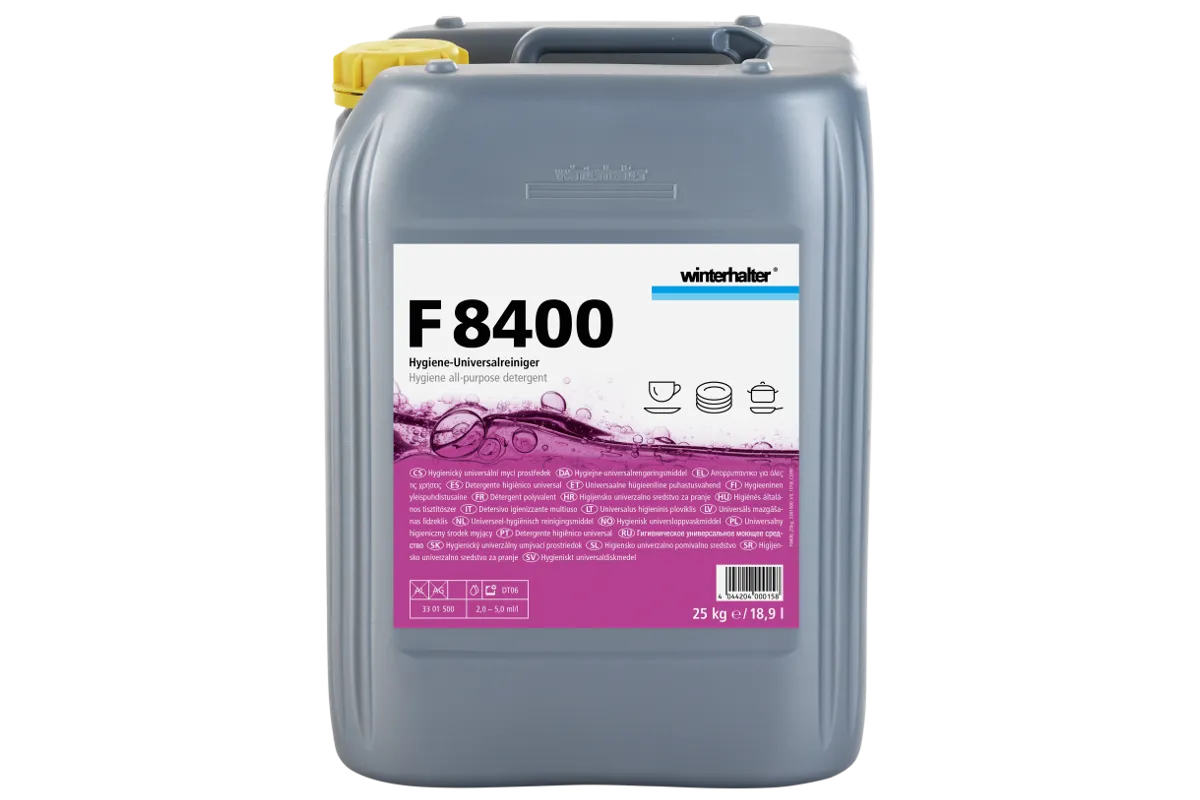 Płyn do mycia wszystkich rodzajów naczyń z porcelany, tworzyw sztucznych, stali szlachetnej F8400, 25 kg