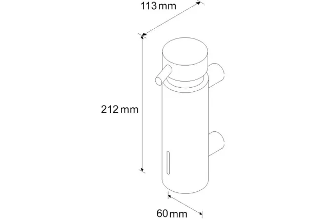 DOZOWNIK MYDŁA W PŁYNIE MOCOWANY DO ŚCIANY, POJ. 300 ML, MOSIĄDZ CHROMOWANY MATOWY D45S