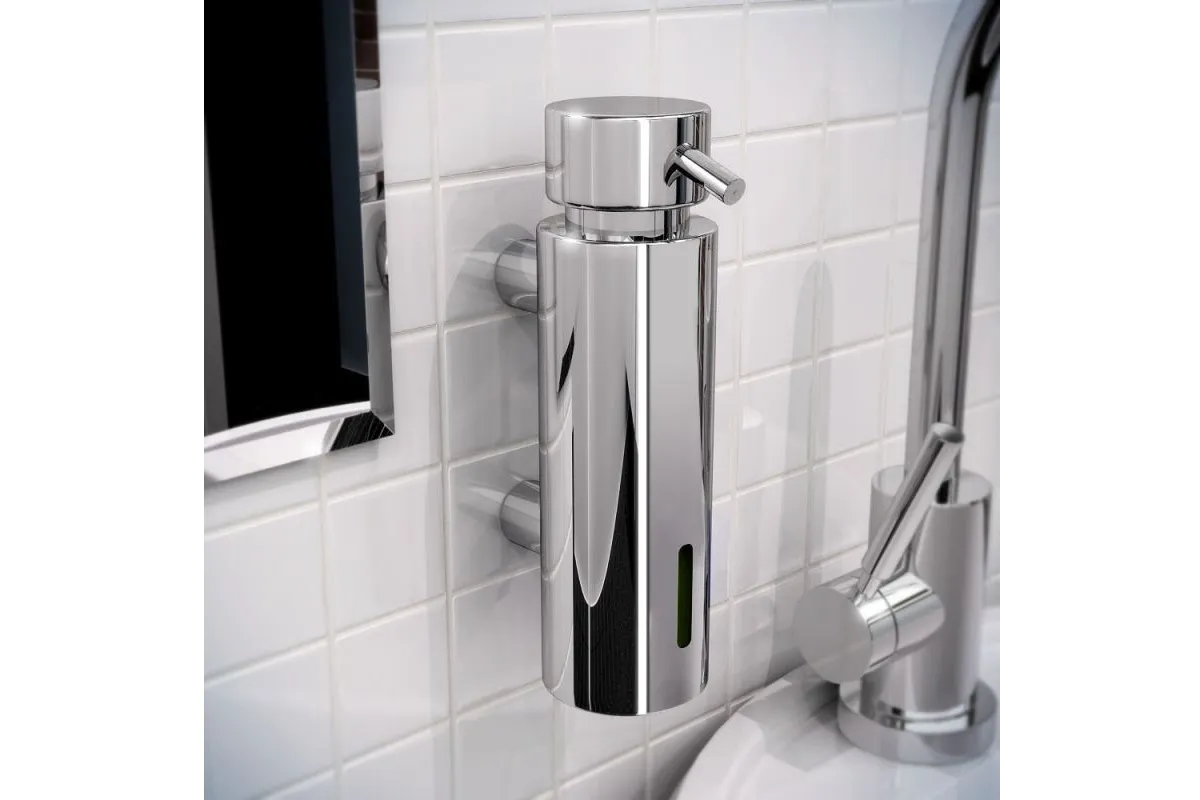 DOZOWNIK MYDŁA W PŁYNIE MOCOWANY DO ŚCIANY, POJ. 300 ML, MOSIĄDZ CHROMOWANY POLEROWANY D45C