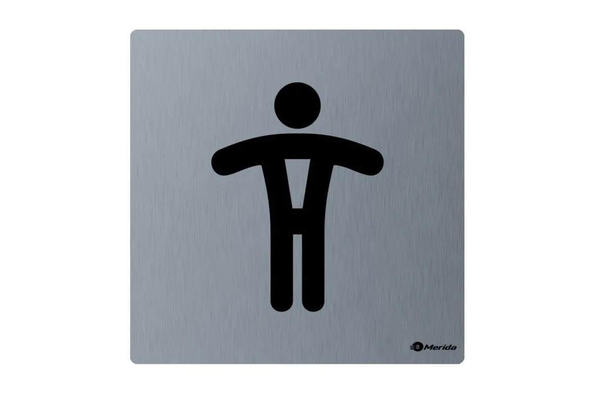 PIKTOGRAM ZE STALI NIERDZEWNEJ - TOALETA MĘSKA WYM. 100 X 100 X 2 MM, STAL MATOWA GSM008
