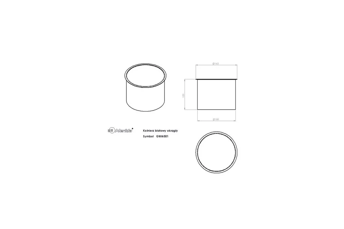 Kołnierz kosza nablatowy okrągły, wersja matowa GWM501