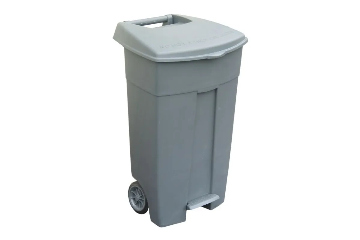 DUŻY POJEMNIK NA ODPADY Z POKRYWĄ OTWIERANY PRZYCISKIEM PEDAŁOWYM, POJ. 120 L SZARY MERIDA KJS405