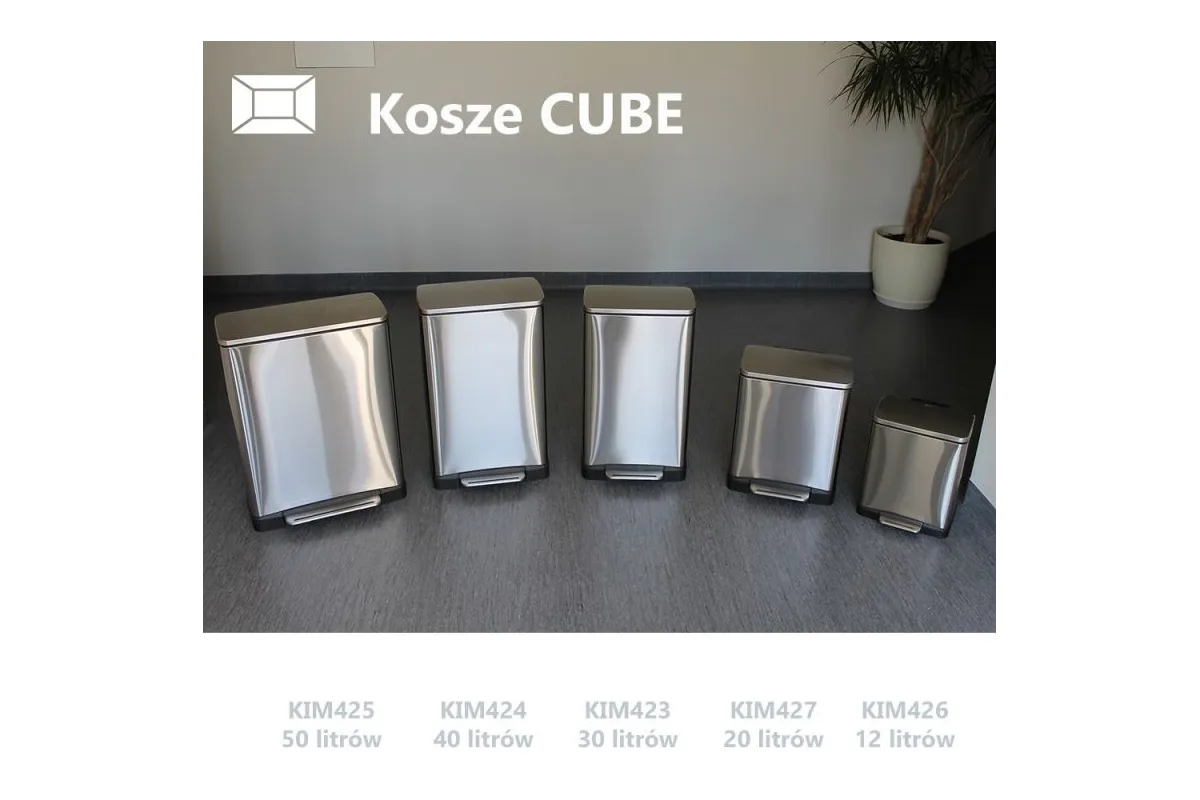 KOSZ PROSTOKĄTNY CUBE, POJEMNOŚĆ 30 L, STAL MATOWA Merida KIM423