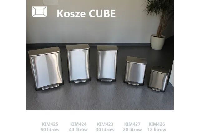 KOSZ PROSTOKĄTNY CUBE, POJEMNOŚĆ 30 L, STAL MATOWA Merida KIM423