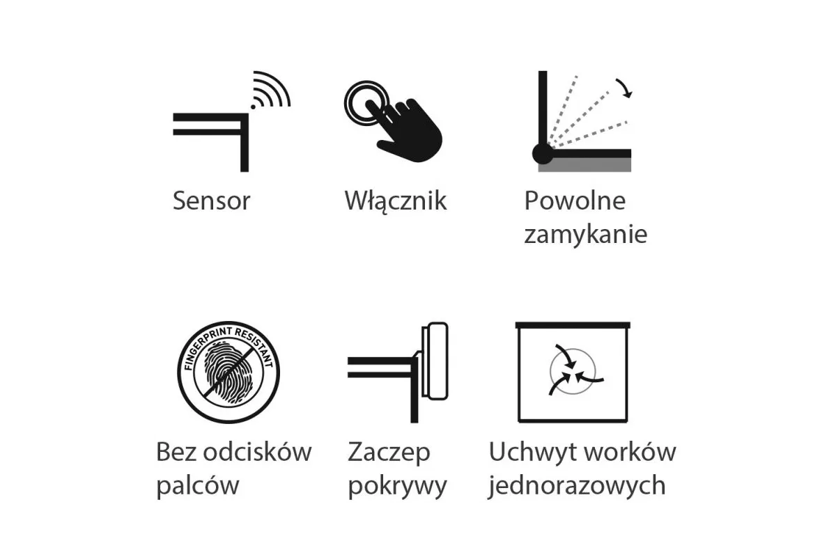 KOSZ AUTOMATYCZNY SENSOR, BEZDOTYKOWY, KWADRATOWY, STAL MATOWA 12 L MERIDA KIM503