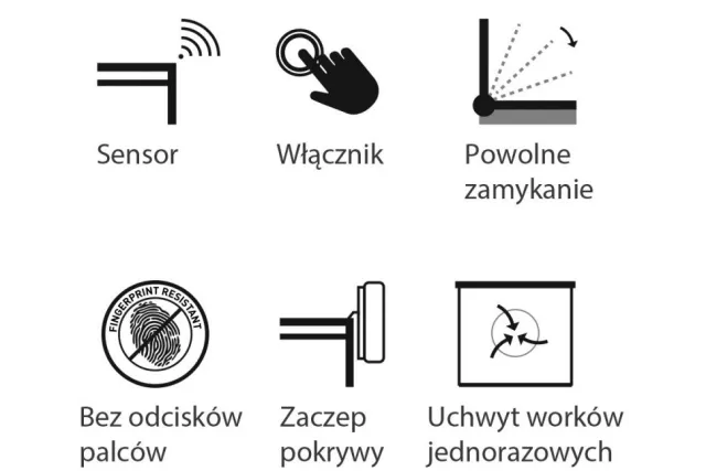 KOSZ AUTOMATYCZNY SENSOR, BEZDOTYKOWY, KWADRATOWY, STAL MATOWA 12 L MERIDA KIM503