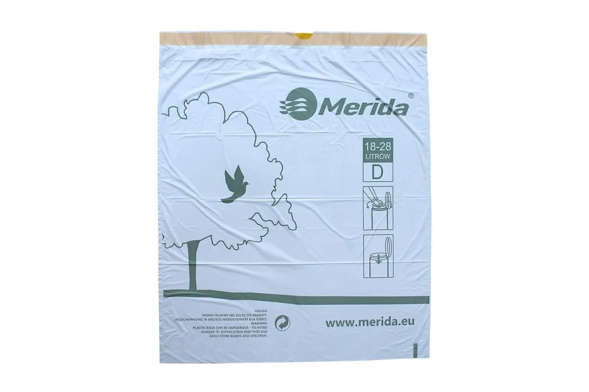 WORKI NA ŚMIECI MERIDA TOP 18-28 L, ROLKA 20 SZT., BIAŁE, Z TAŚMĄ ŚCIĄGAJĄCĄ, ZAPACHOWE Merida WTB301