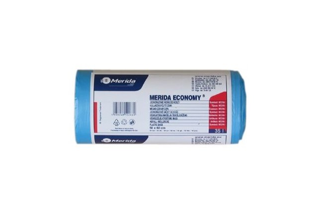 Jednorazowe worki na śmieci Merida Economy, pojemność 35 l, niebieskie MERIDA W21N