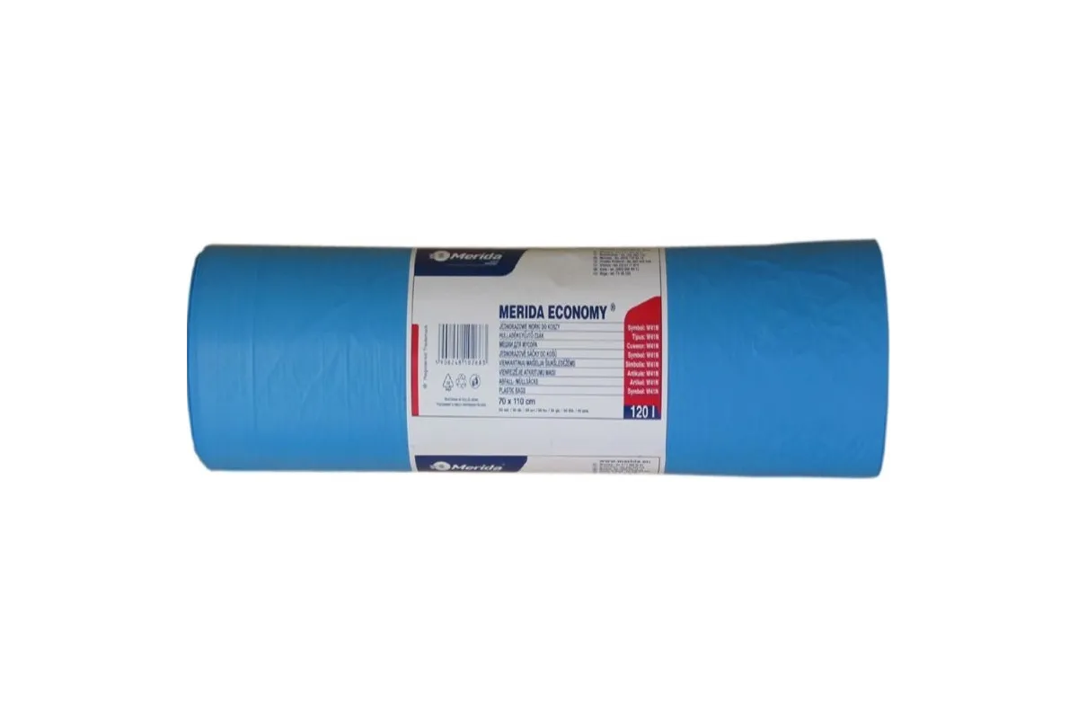 Jednorazowe worki na śmieci Merida Economy, pojemność 120 l, niebieskie Merida W41N