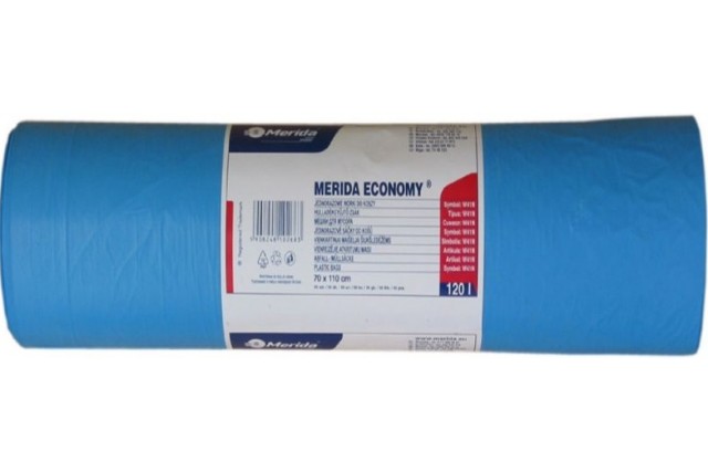 Jednorazowe worki na śmieci Merida Economy, pojemność 120 l, niebieskie Merida W41N