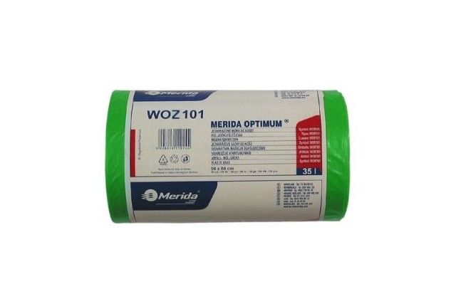 Jednorazowe worki na śmieci Merida Optimum, pojemność 35 l, zielone WOZ101