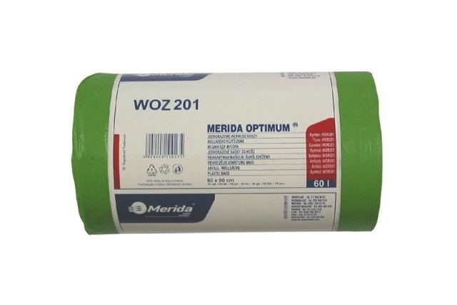 Jednorazowe worki na śmieci Merida Optimum, pojemność 70 l, zielone, ROLKA 50 SZ T., WOZ201
