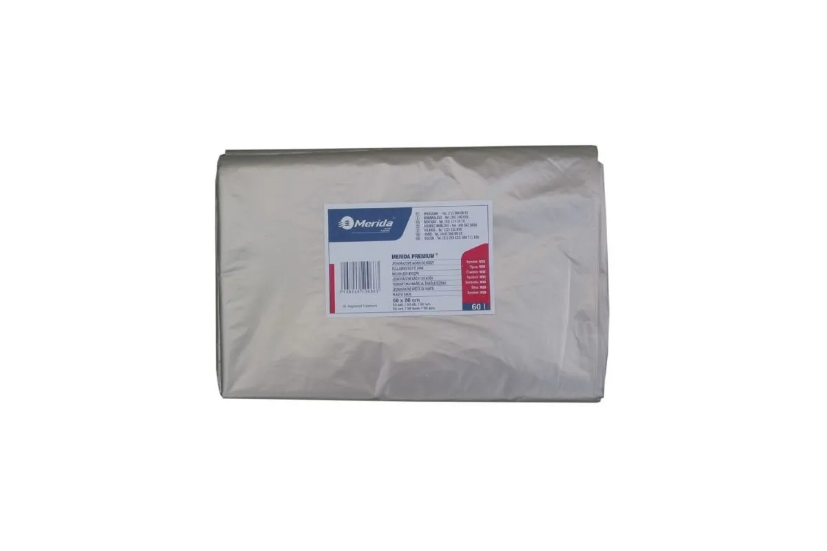 Jednorazowe worki na śmieci składane, pojemność 70 l, bezbarwne, PACZKA 50 SZT., W30P