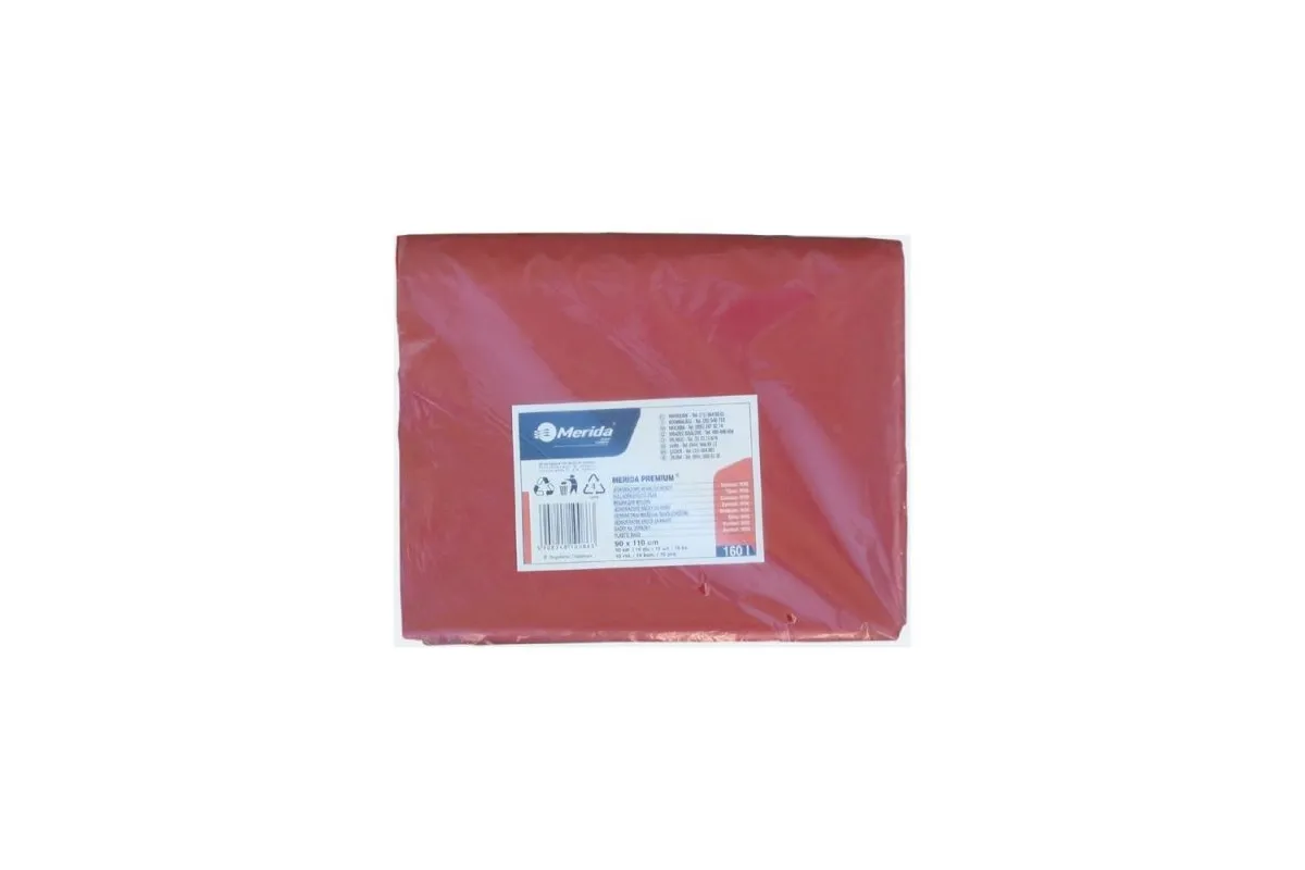 Jednorazowe worki na śmieci składane, pojemność 120 l, czerwone, PACZKA 50 SZT.,MERIDA W40C