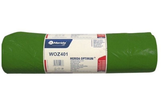 Jednorazowe worki na śmieci Merida Optimum, pojemność 160 l, zielone, ROLKA 25 SZT., WOZ401