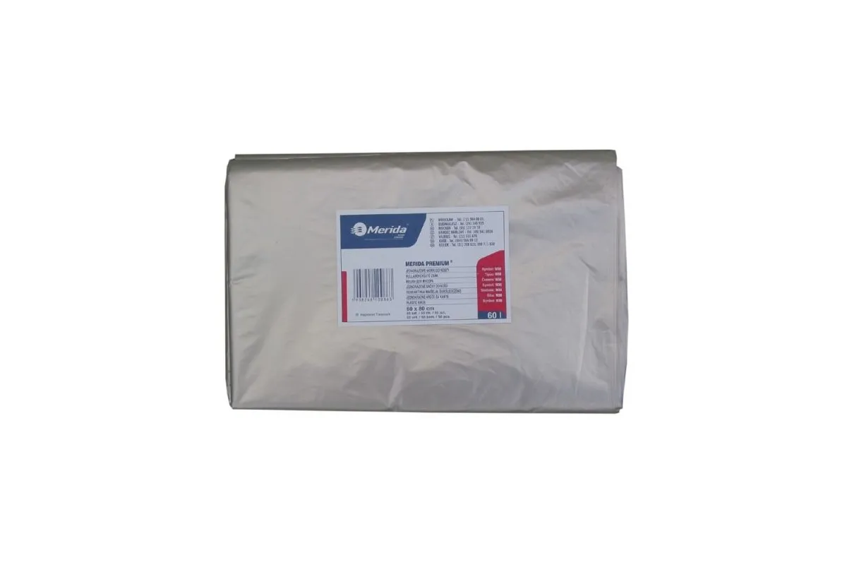 Jednorazowe worki na śmieci składane, pojemność 160 l, bezbarwne,PACZKA 10 SZT., Merida W50P