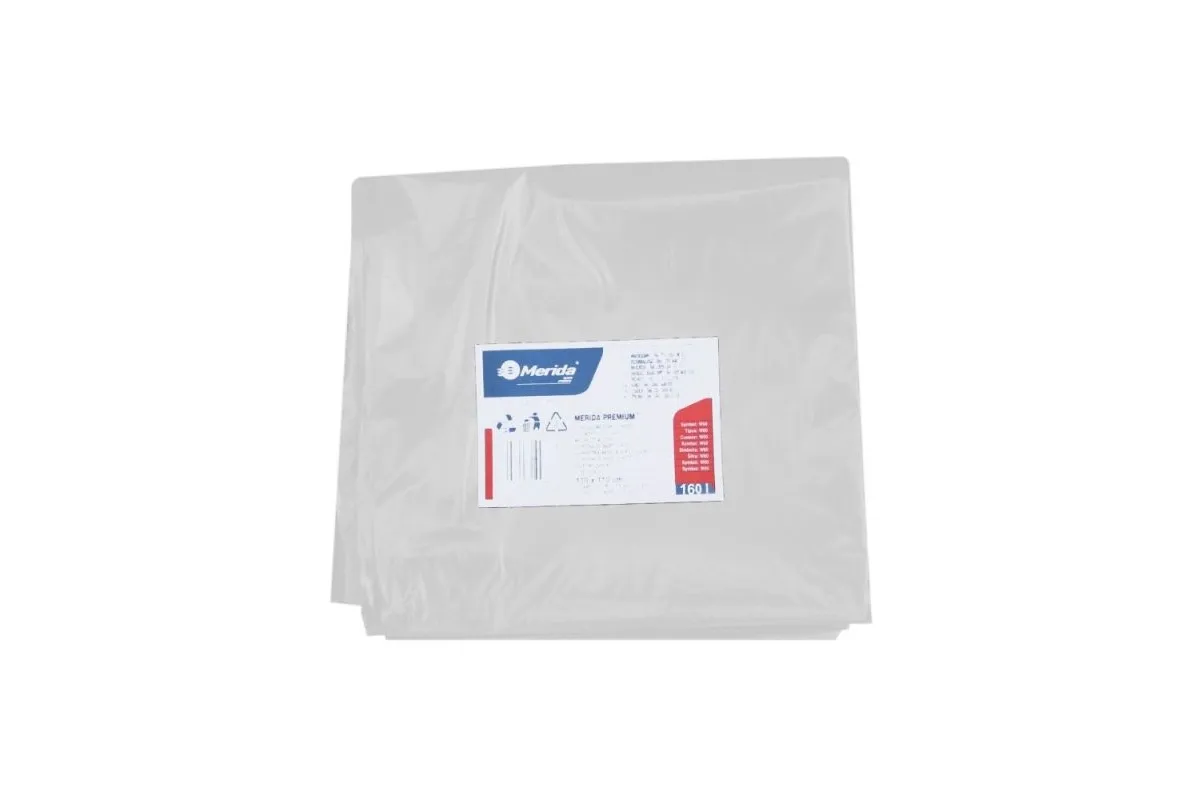 JEDNORAZOWE WORKI NA ŚMIECI SKŁADANE 90X110 CM O POJ. 160 L, PACZKA 10 SZT., KO LOR BIAŁY MERIDA W50B