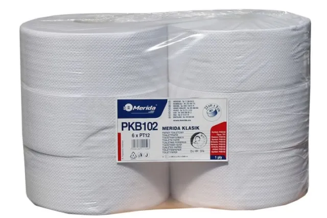 Papier toaletowy MERIDA KLASIK, zgrzewka 6 rolek, długość 340 m PKB102