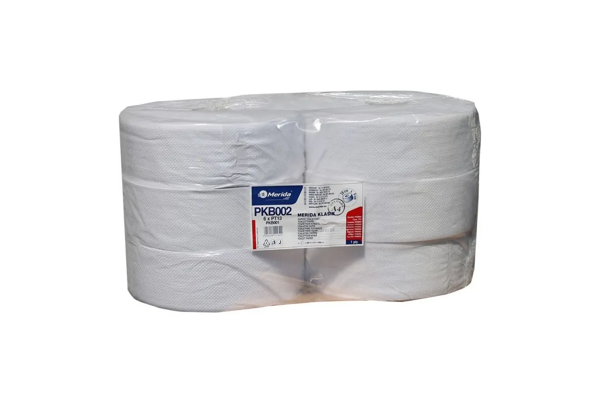 Papier toaletowy MERIDA KLASIK, zgrzewka 6 rolek, długość 480 m PKB002