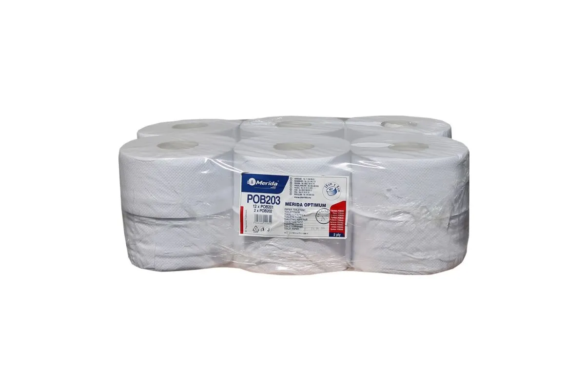 Papier toaletowy MERIDA OPTIMUM, długość 140 m, ŚREDNICA 19 CM, DŁUGOŚĆ 140 M,  POB203