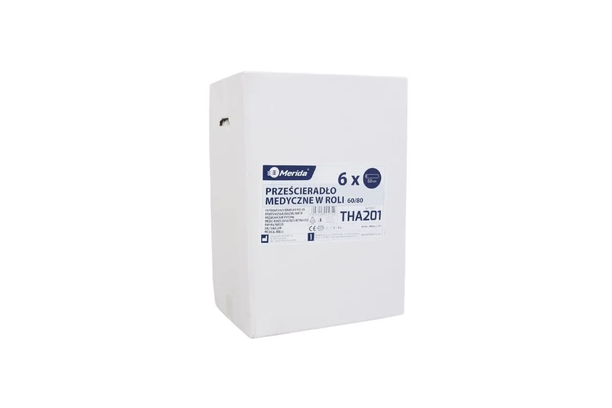 PRZEŚCIERADŁO MEDYCZNE W ROLI, CELULOZOWE, DWUWARSTWOWE, SUPER BIAŁE, KARTON 6 SZT. MERIDA THA201