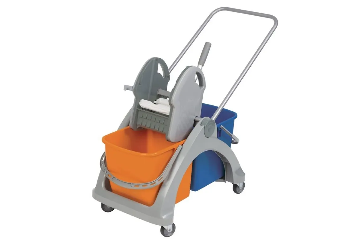 Wózek do sprzątania dwuwiadrowy z tworzywa sztucznego, dwa wiadra o pojemności 25 litrów Merida MO3P