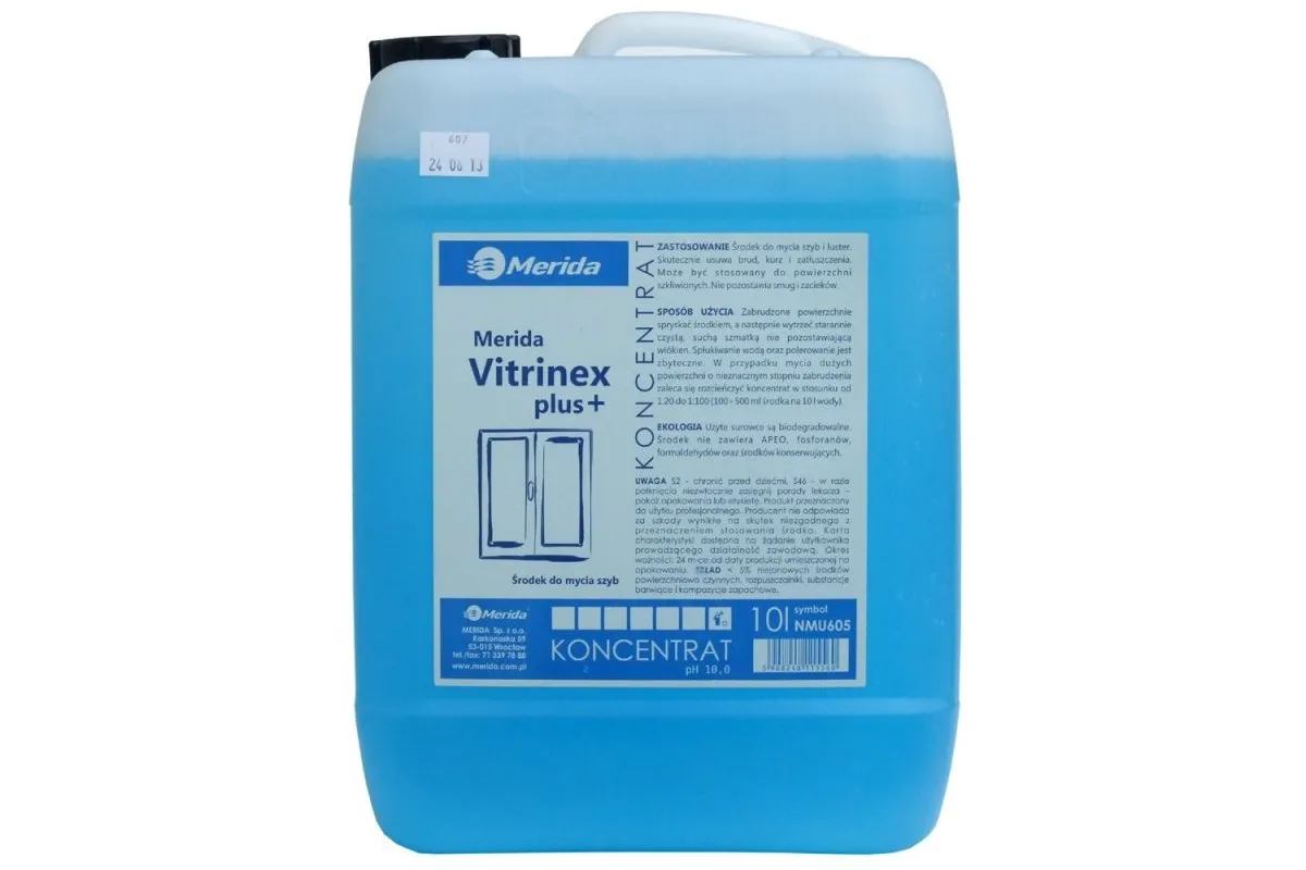MERIDA VITRINEX PLUS + środek do mycia szyb i powierzchni szklanych, karnister 10 litrów NMU605