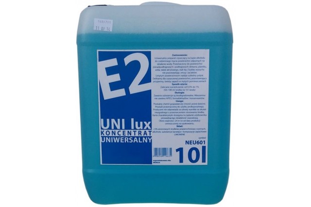 E2 UNI LUX uniwersalna mieszanina do mycia wszelkich twardych powierzchni ponadpodłogowych MERIDA NEU601