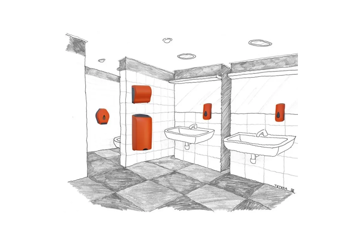 MECHANICZNY PODAJNIK RĘCZNIKÓW W ROLACH MERIDA UNIQUE SOLID CUT ORANGE LINE CUO302