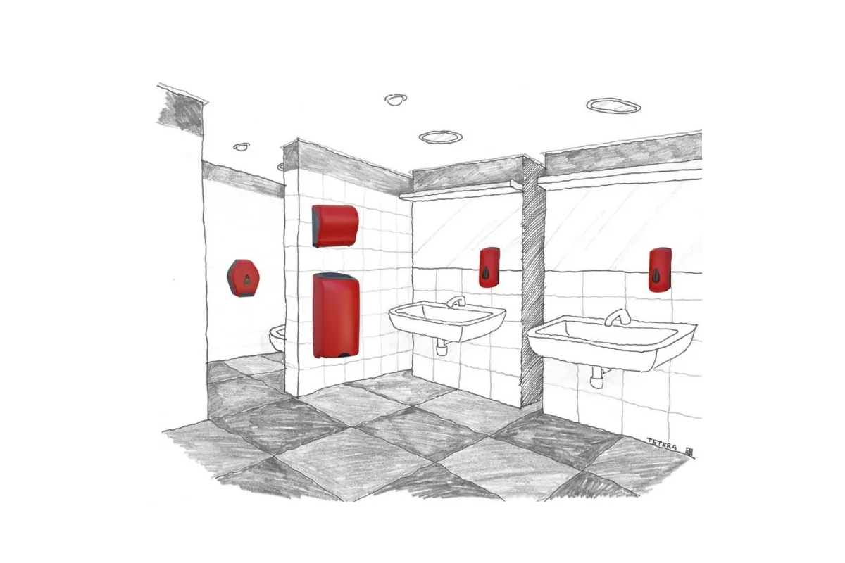 POJEMNIK NA PAPIER TOALETOWY W LISTKACH MERIDA UNIQUE RED LINE BUR401