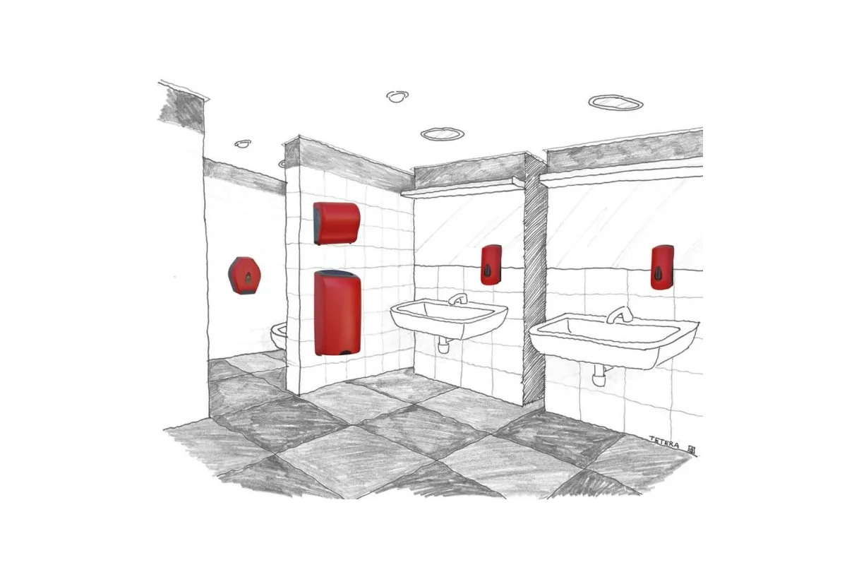 MECHANICZNY PODAJNIK RĘCZNIKÓW W ROLACH MERIDA UNIQUE LUX CUT RED LINE CUR301