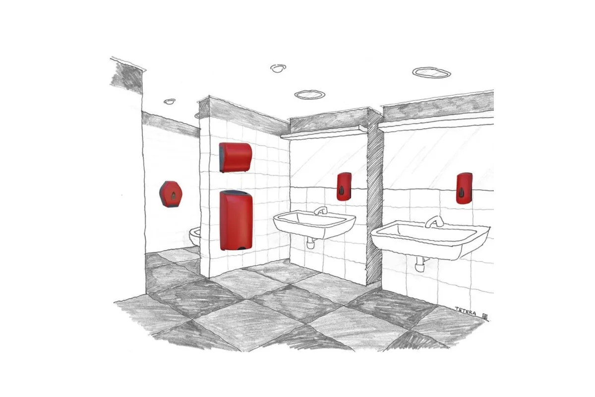 MECHANICZNY PODAJNIK RĘCZNIKÓW W ROLACH MERIDA UNIQUE SOLID CUT RED LINE CUR302