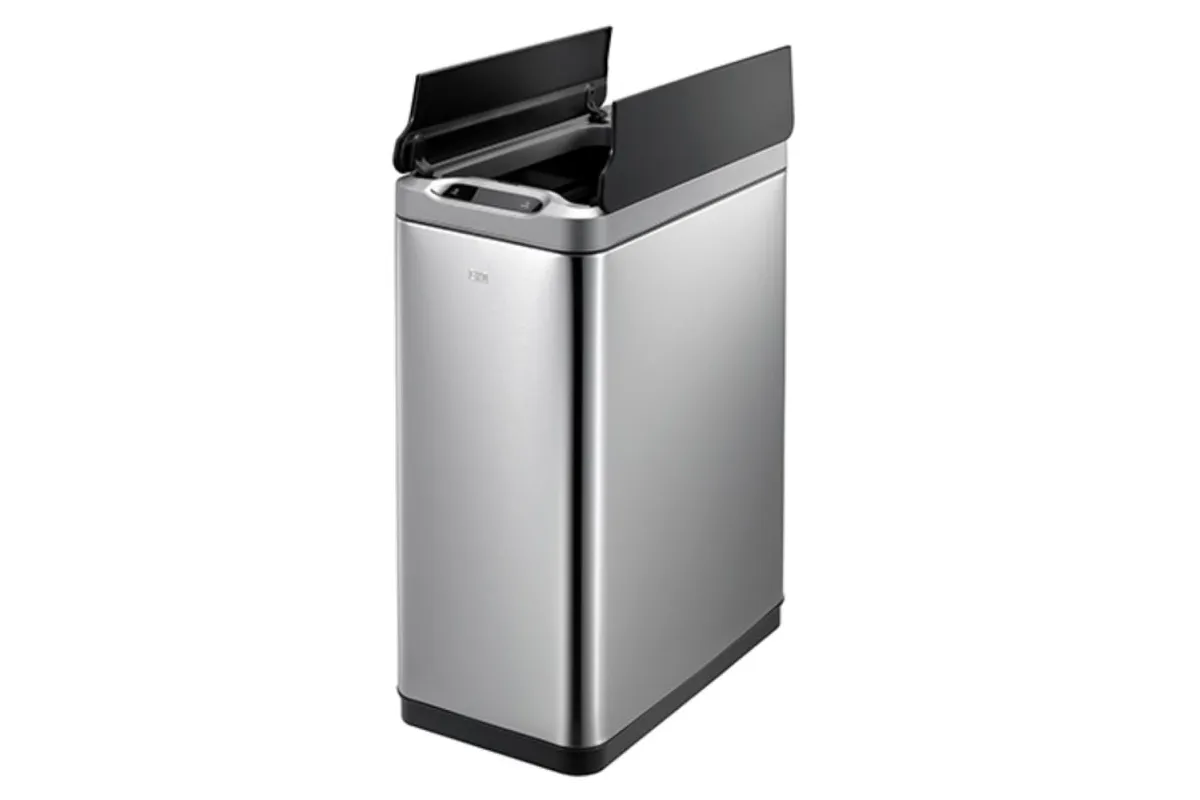 KOSZ AUTOMATYCZNY SENSOR, BEZDOTYKOWY, PROSTOKĄTNY, POKRYWA DWUDZIELNA, STAL MATOWA 45 L