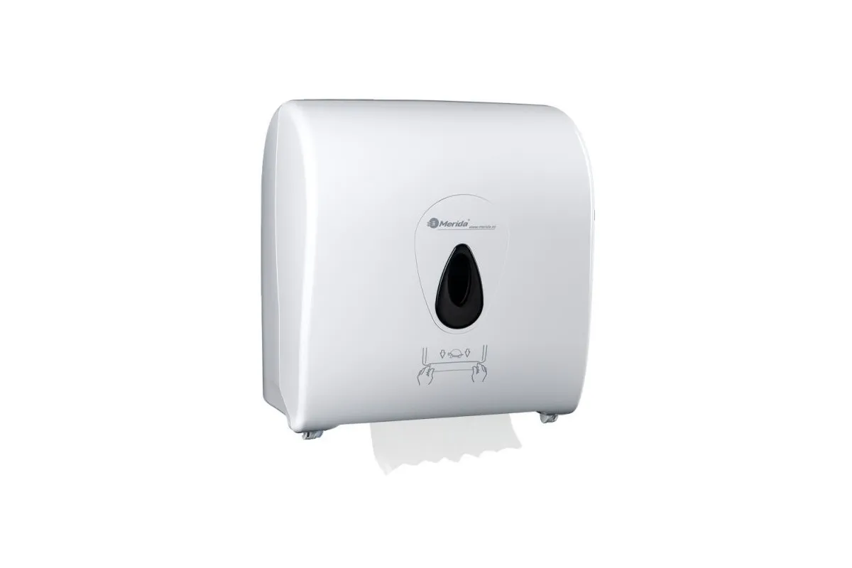 MERIDA TOP MECHANICZNY PODAJNIK RĘCZNIKÓW PAPIEROWYCH W ROLACH AUTOMATIC MAXI, BIAŁY POŁYSK, OKIENKO SZARE CTS302