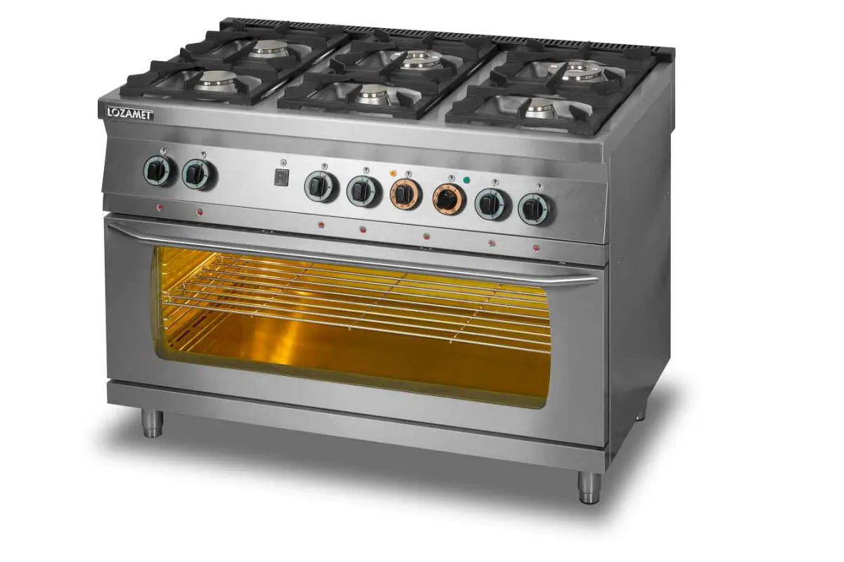 KUCHNIA GAZOWA 6-PALNIKOWA Z PIEKARNIKIEM ELEKTRYCZNYM 3 x GN 1/1 L700.KG6 PE max