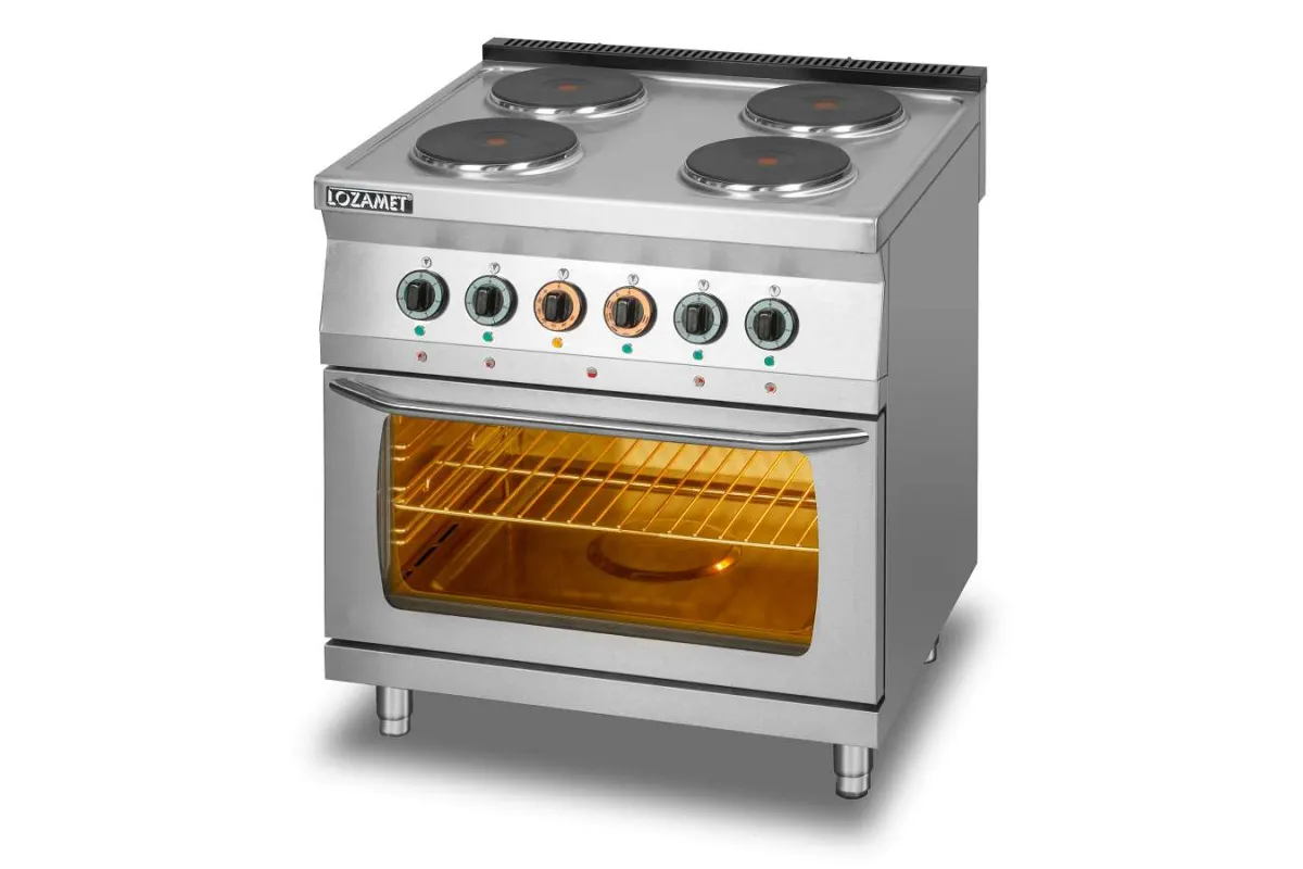 KUCHNIA ELEKTRYCZNA 4-PŁYTOWA Z PIEKARNIKIEM ELEKTRYCZNYM GN 2/1 L700.KEO4 PE