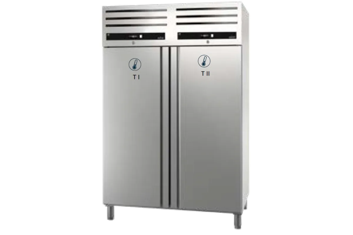 SZAFA DWUTEMPERATUROWA CHŁODNICZO-CHŁODNICZA DWUDRZWIOWA 1400L GN 2/1 ASBER GCPZ-1402/2 GREEN LINE